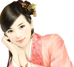 asiatische Frau im kulturellem Kostüm die mit heller Haut in die Kamera lächelt