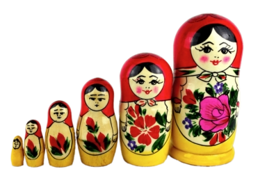 Eine Matryoshka mit 6 Figuren ist Teil der russischen Kultur